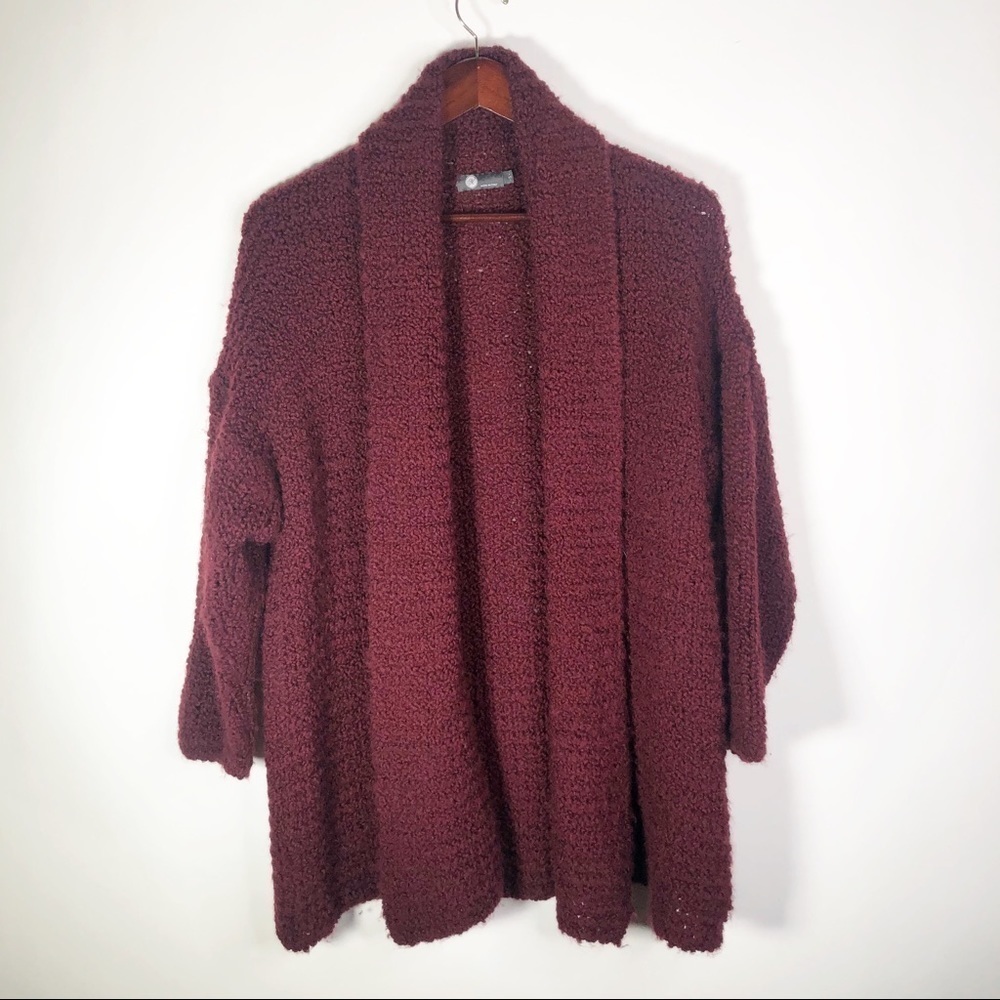 M Made In Italy Acrylic Wool Mohair Cardigan Red